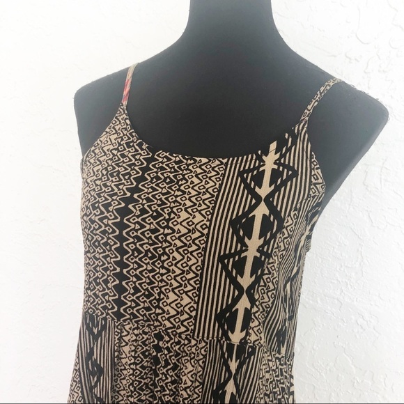 Y2K Boho Hippie California Moonrise Beach Asymmetrical Print Tunic Dress - Picture 3 of 7